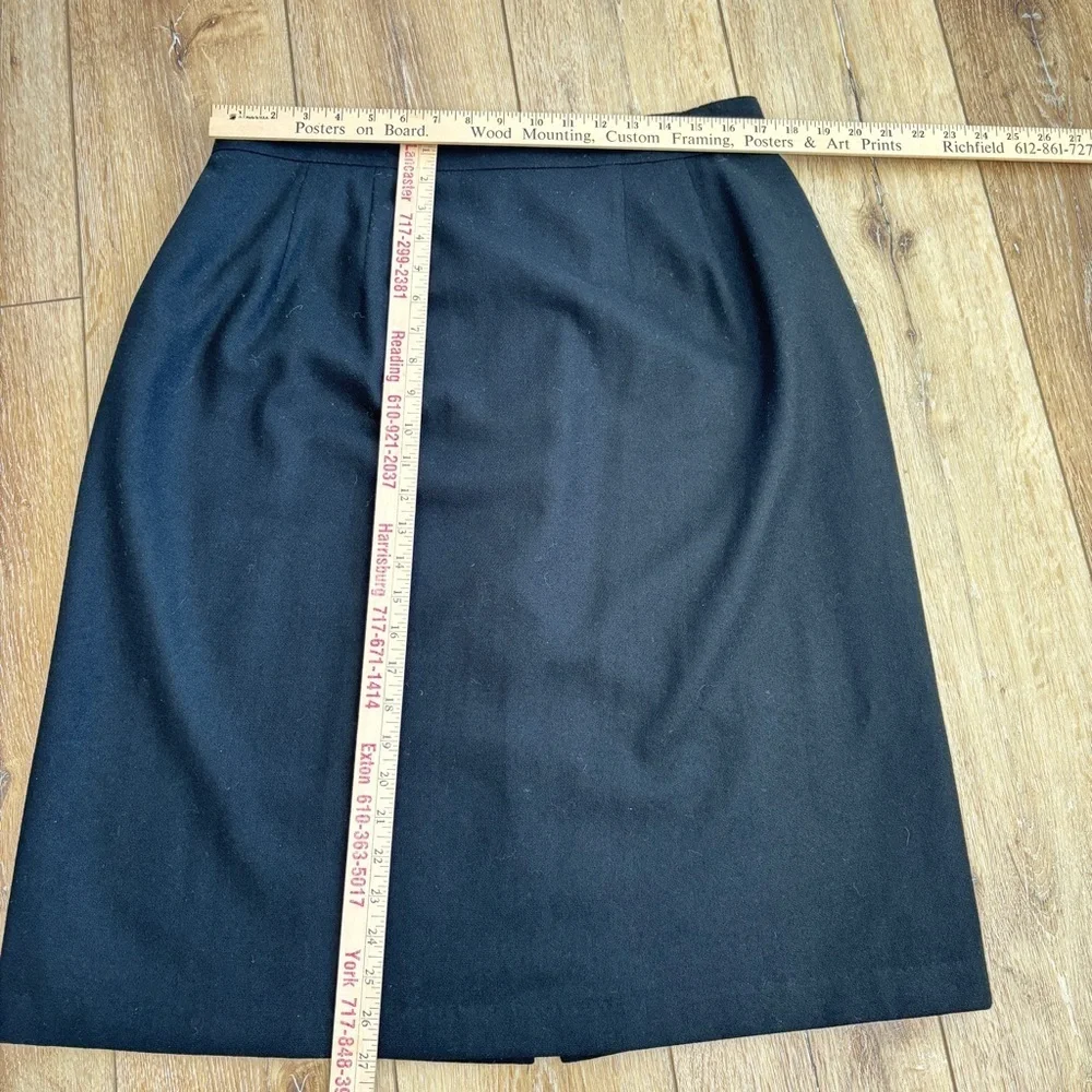 Sag Harbor Black Skirt 100% Wool Size 18W Midi Comfort Elastic In Waist Academia